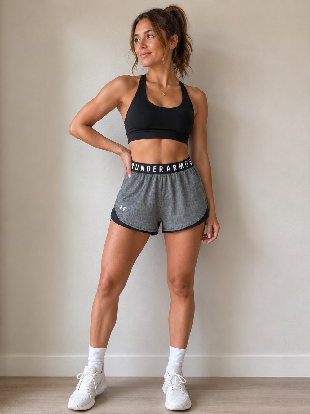 Under Armour Gray Heather Athletic Shorts with Black Trim